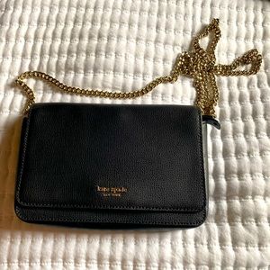 KATE SPADE black leather purse - can be a cross body or a clutch!